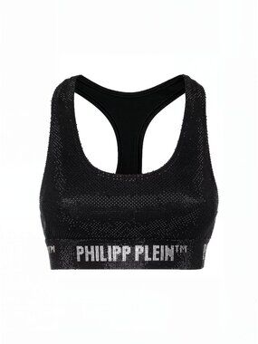 NWOT Philipp Plein crystal-embellished sports bra, size S
